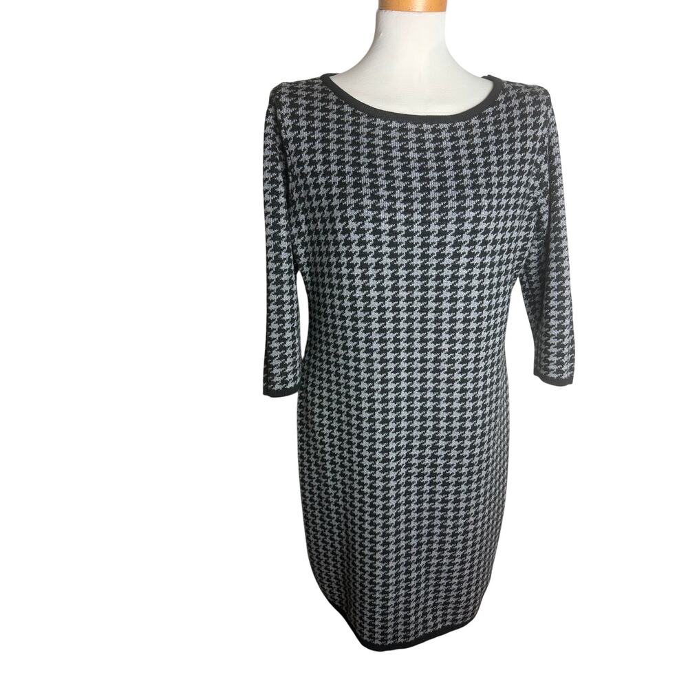 Calvin Klein Black & Gray Houndstooth Sweater Dress Size XL